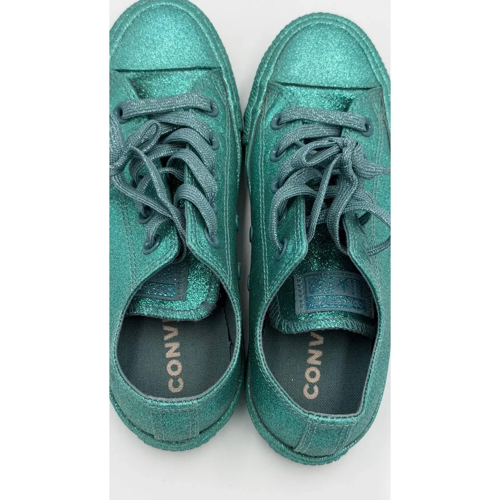Converse Chuck Taylor All Star Low Teal‎ Green Glitter Sneakers Womens 6 164813C